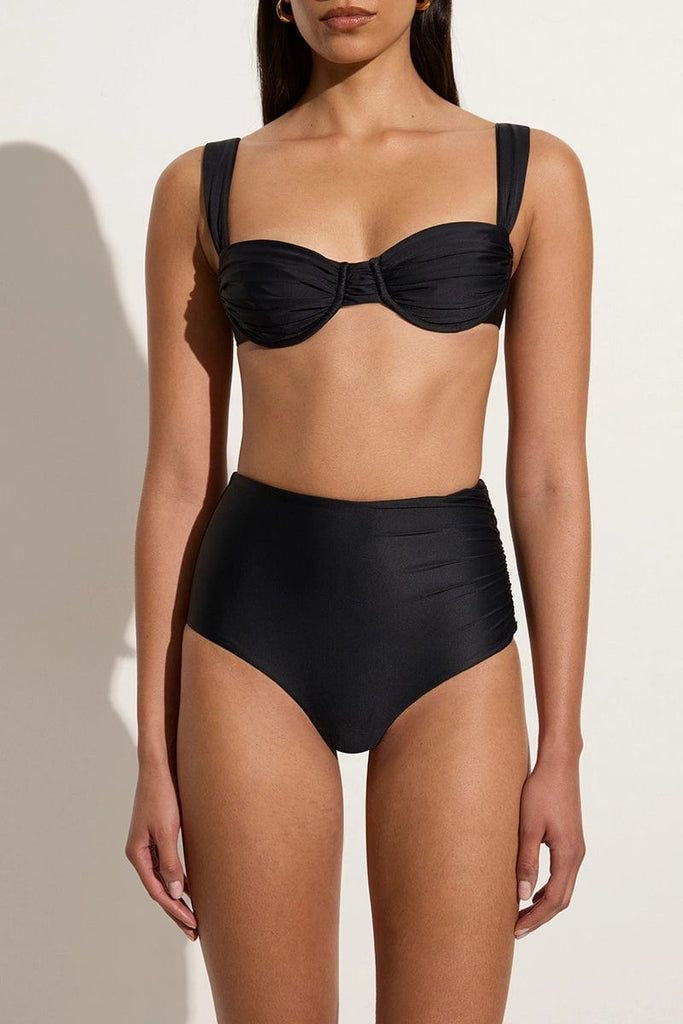 Maxime Bikini Top Black Towelling - Faithfull the Brand